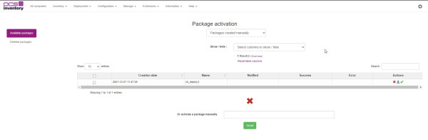 Package activation page when rolling back to version 2.8 (package activated)